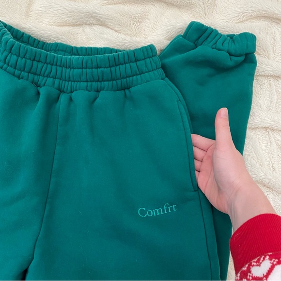 NWOT Comfrt signature jogger sweatpants teal hunter green Sz S - Picture 6 of 7